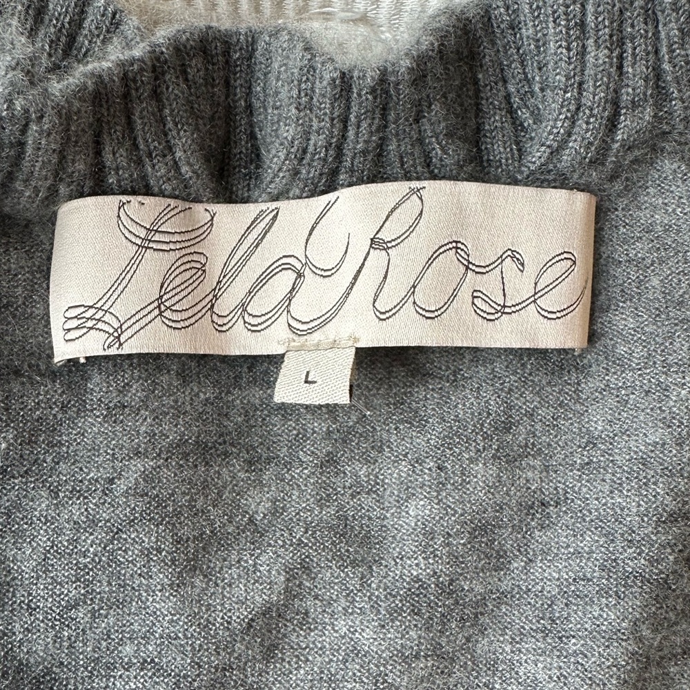 Lela Rose Womens 100% Cashmere Sleeveless Sweater Size L Gray Luxury Old Money - Picture 3 of 7